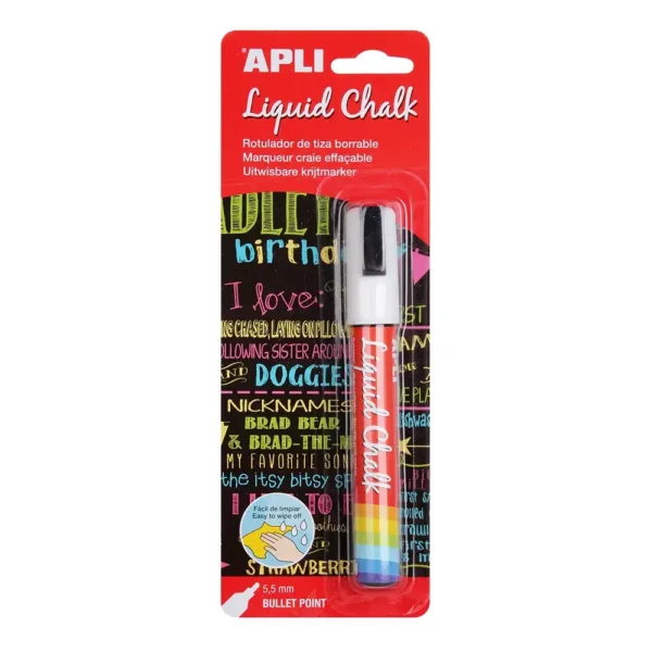 Rotulador tiza liquida Apli blanco