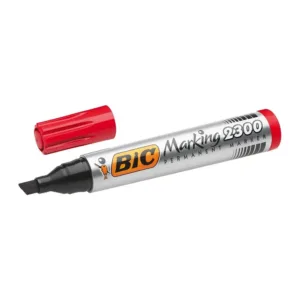 Rotulador permanente Bic punta biselada rojo