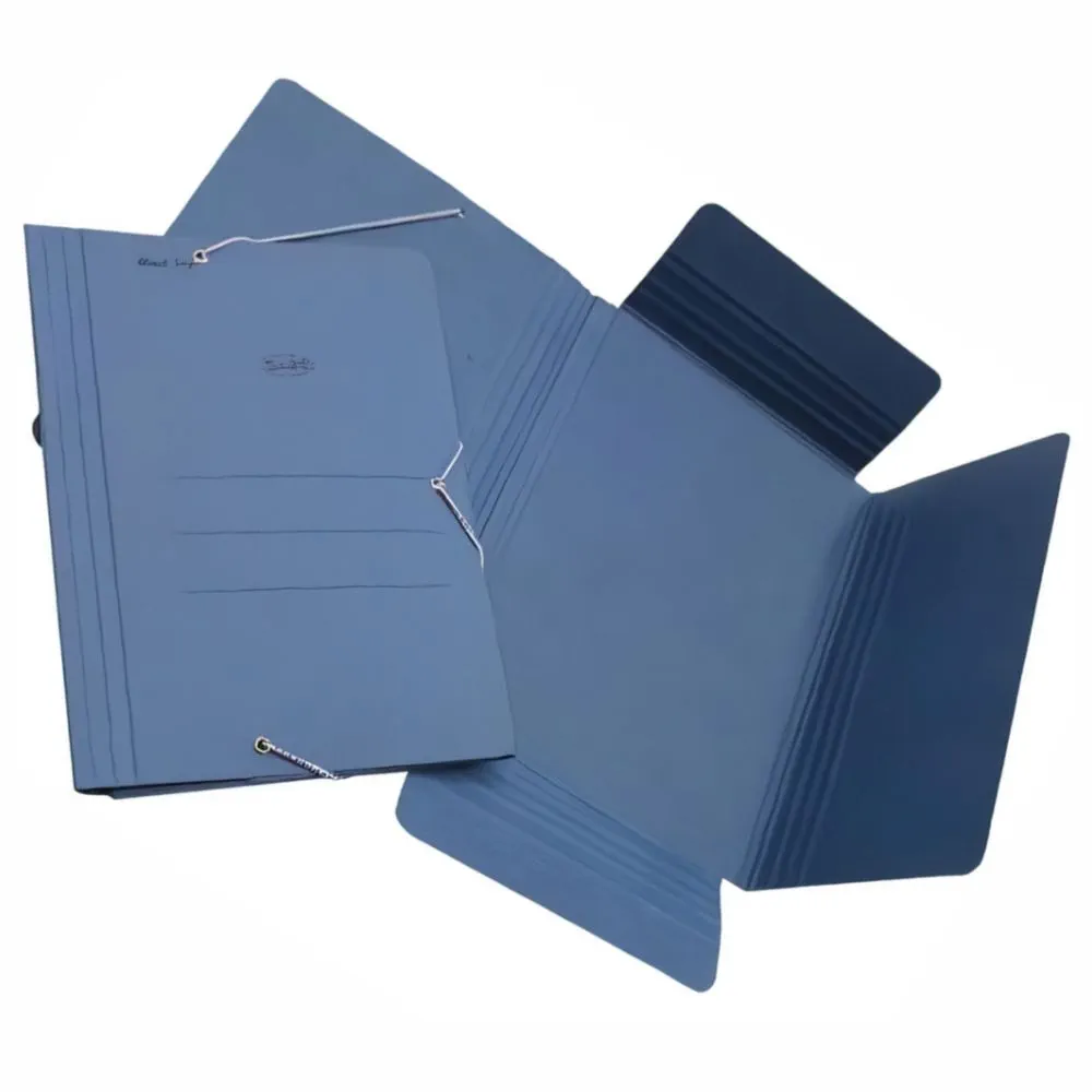 Carpeta carton folio con gomas y solapa azul